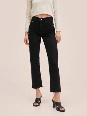 MANGO High-waist Cropped Straight Jeans 2
